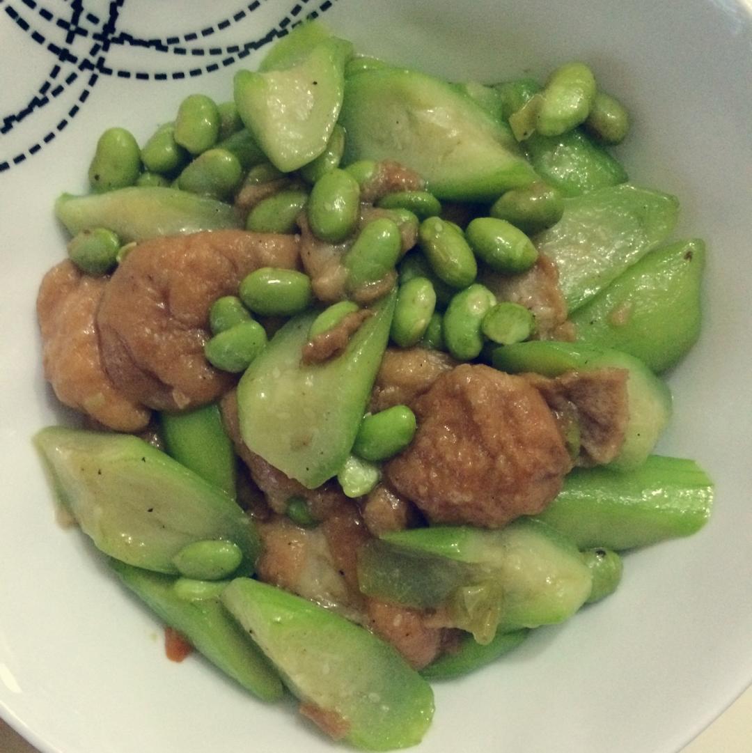 丝瓜毛豆烧油面筋
