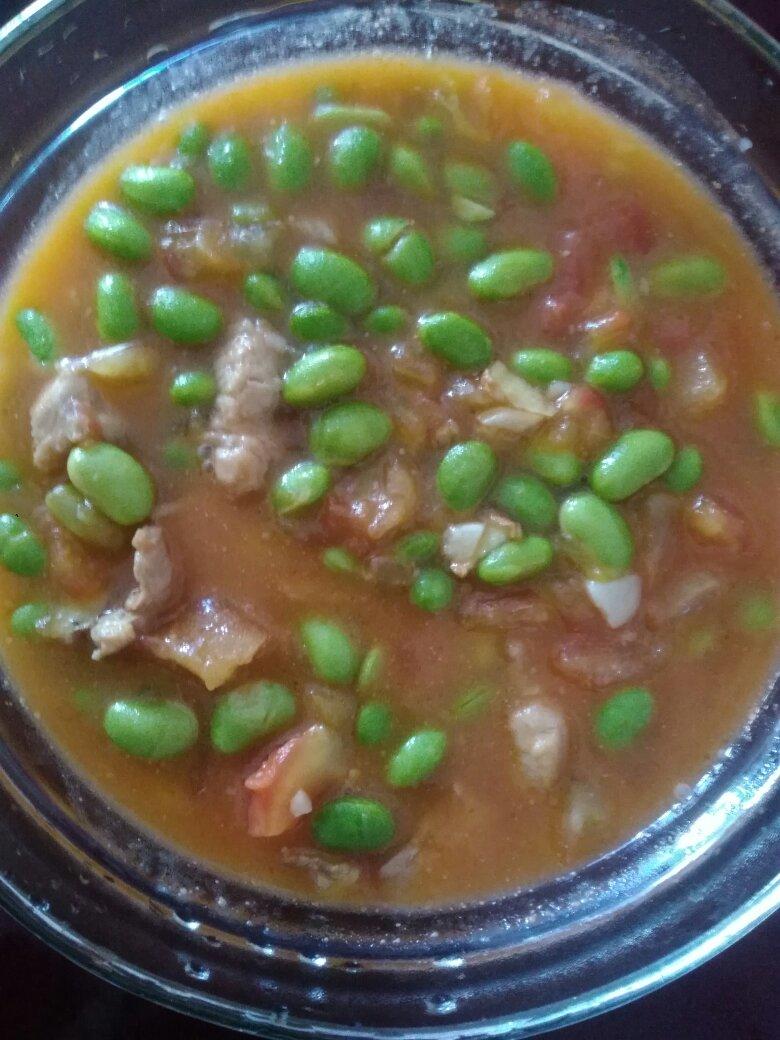 肉末番茄烧毛豆