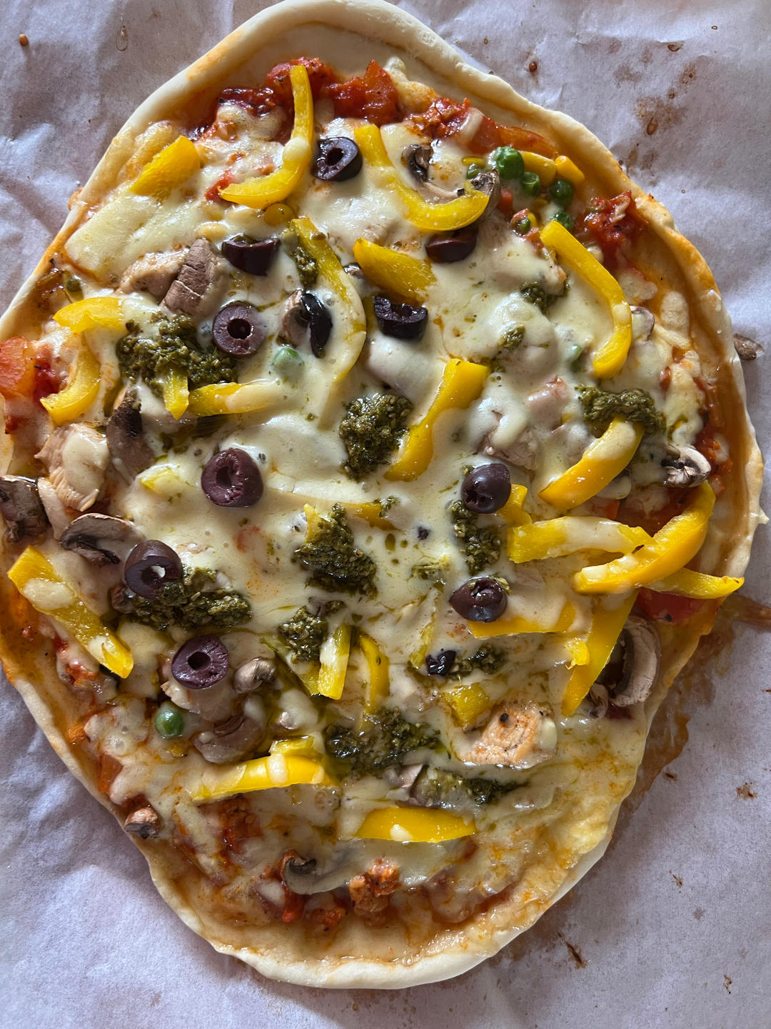 自制鸡肉披萨🍕比外面好吃百倍❗️超级拉丝❗️