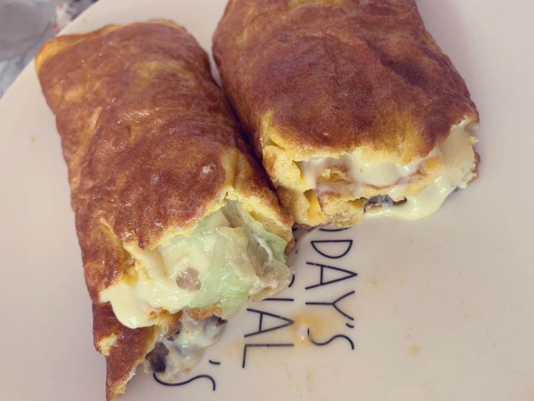 生酮食谱 | 十分钟快手芝士培根鸡蛋饼🍳