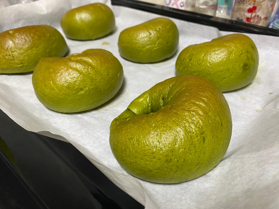 抹茶橙皮/蜜豆乳酪贝果🍵小清新甜美🍃烤箱