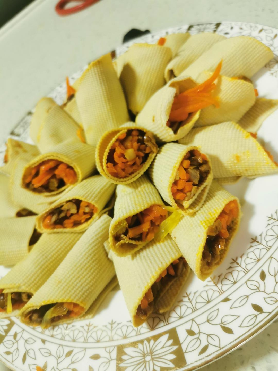 🔥花开富贵千张蔬菜卷‼️好看又好吃‼️