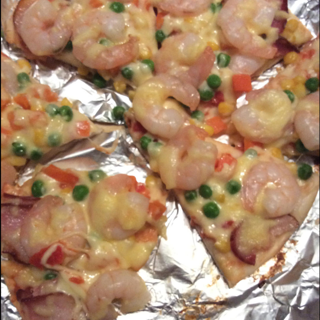 【鲜虾仁培根披萨】