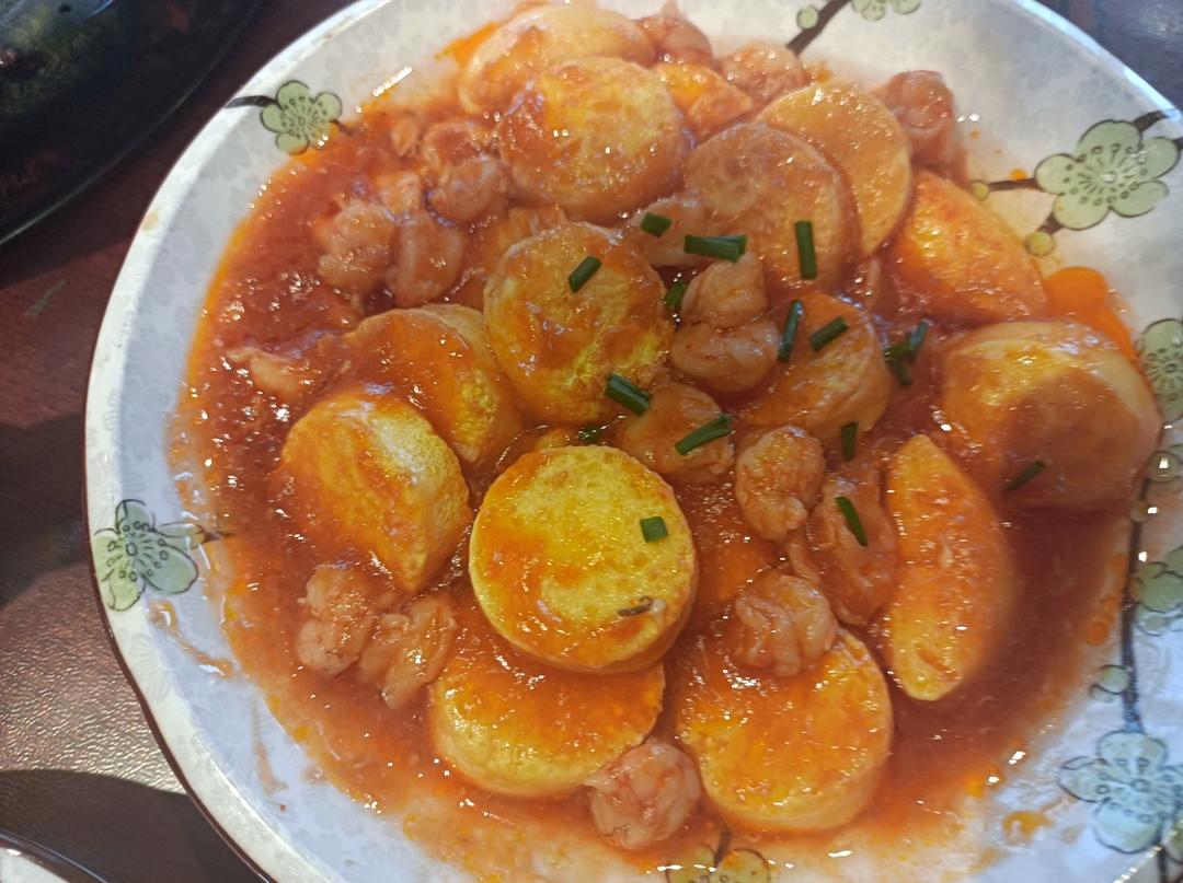 极简茄汁虾仁豆腐煲