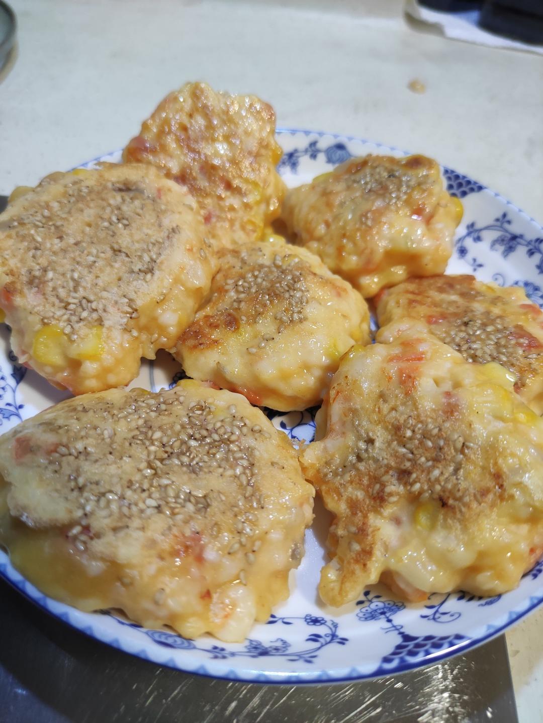 【女儿极力推荐】虾饼颗粒感玉米粒胡萝卜丁早餐搭档满口虾肉健身减脂蛋白质