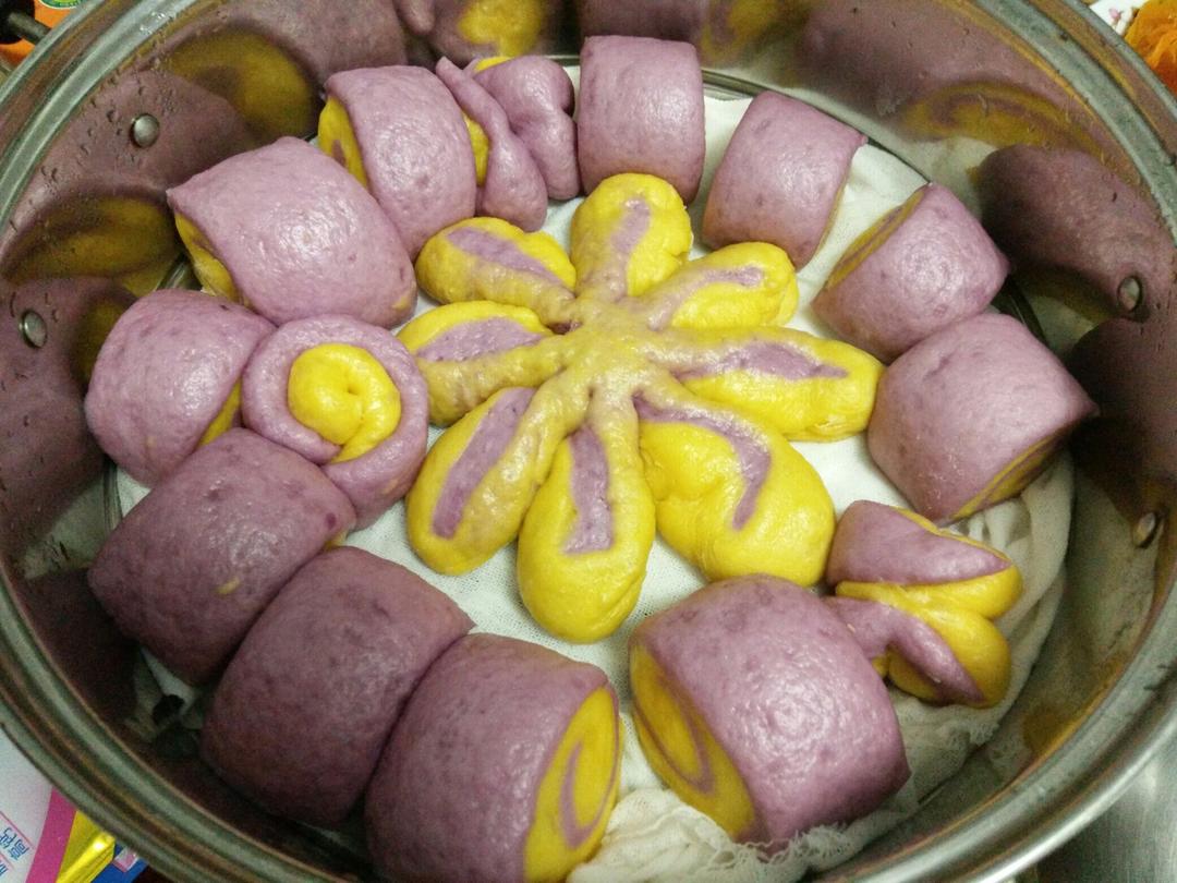 南瓜紫薯花样馒头