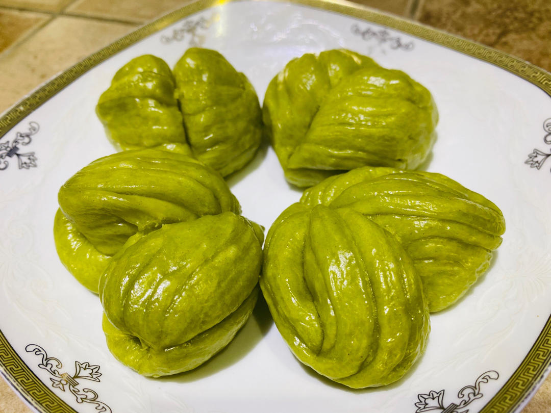 菠菜汁心形馒头 花卷（一次性发酵超治愈）