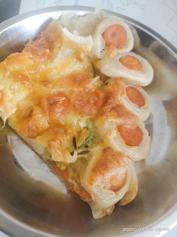 2张手抓饼皮搞定1个披萨——奥尔良鸡肉披萨