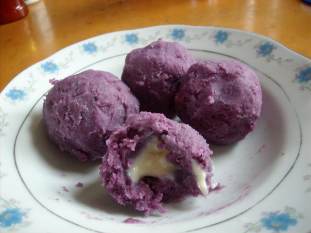 卡仕达紫薯丸子