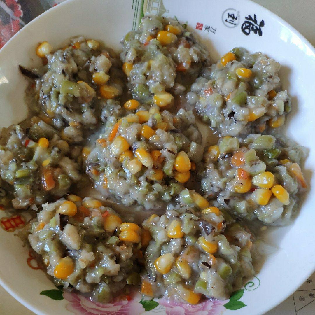 超！香蒸，有鲜鸡汁！香菇鸡胸肉丸子🍄