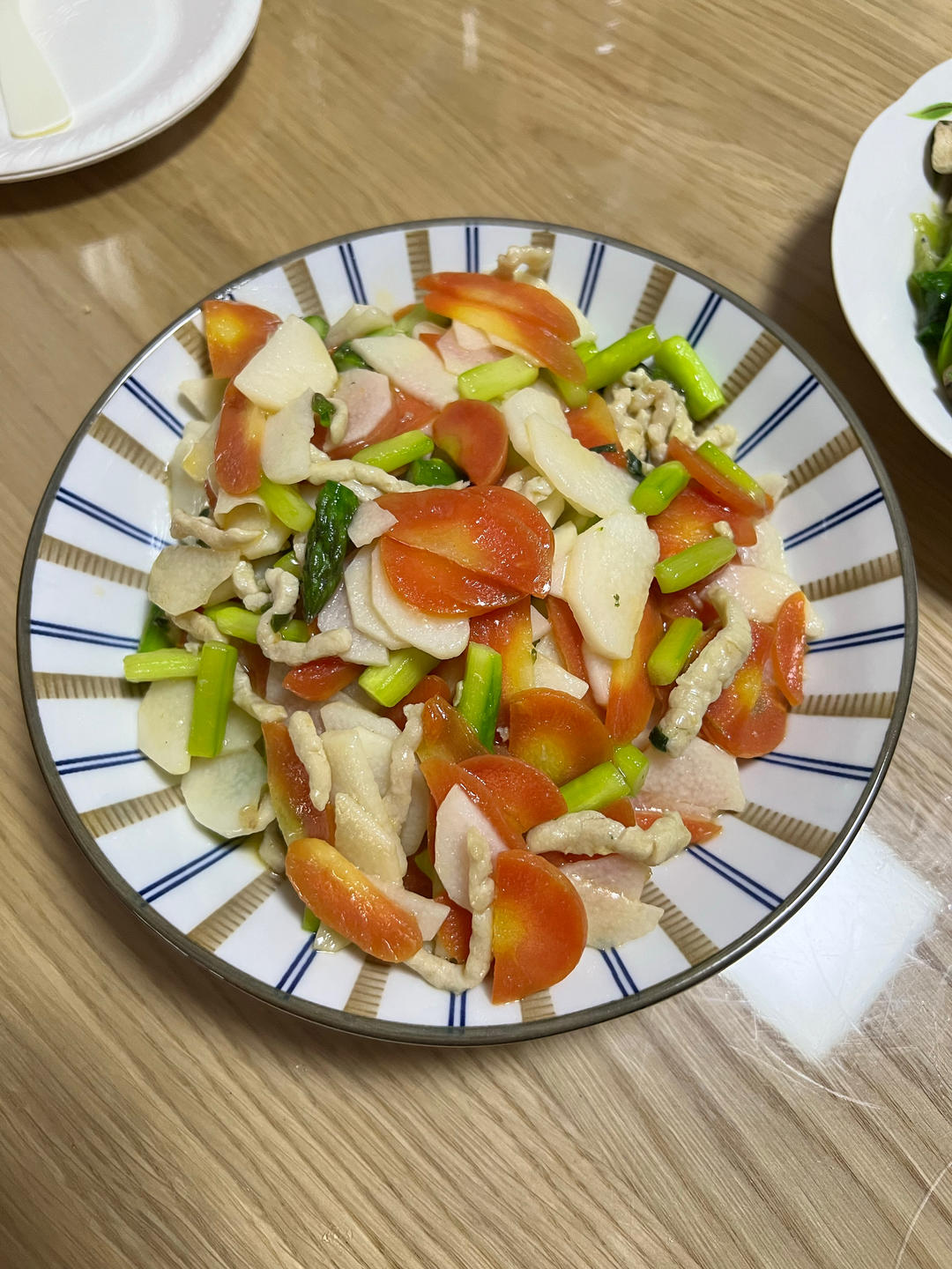 芦笋胡萝卜山药炒肉