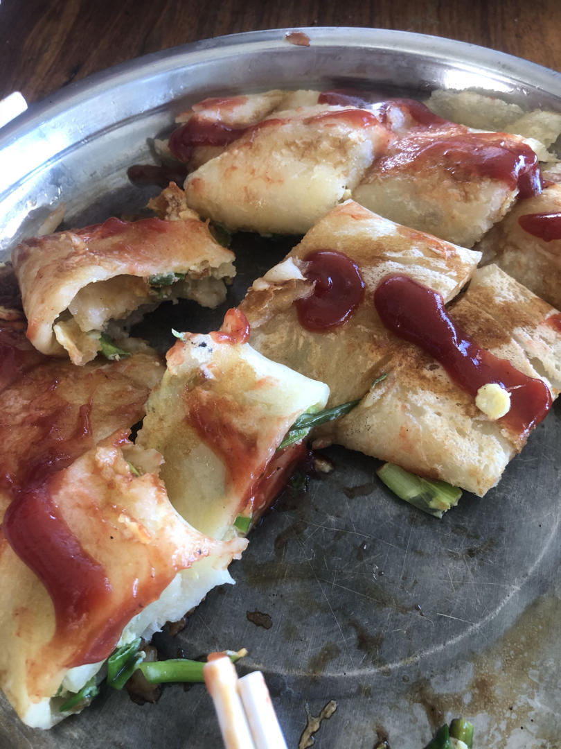 鸡蛋饼 春饼 食饼筒 糊拉汰的饼皮做法（做出超薄饼皮 简单易做）