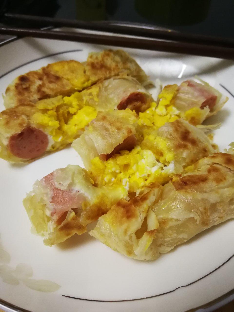 鸡蛋火腿手撕饼