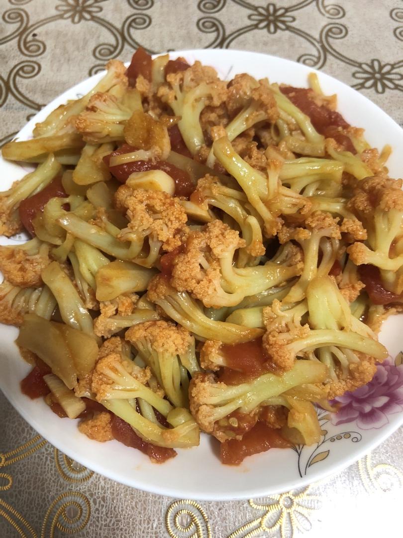 有机花菜炒西红柿