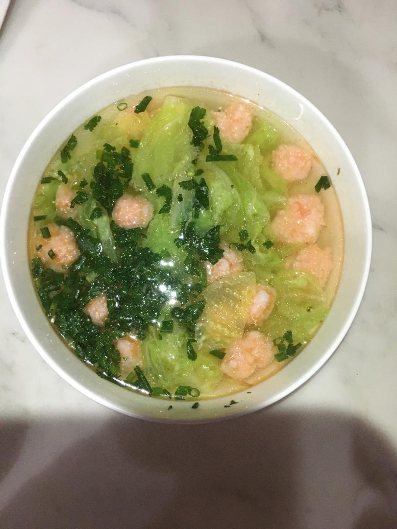 沙漠飞燕做的纯虾肉零添加虾丸炖白菜虾滑做法