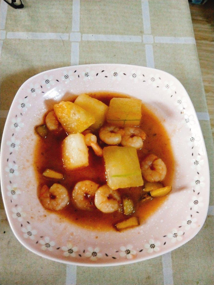 蚝油虾仁烧冬瓜