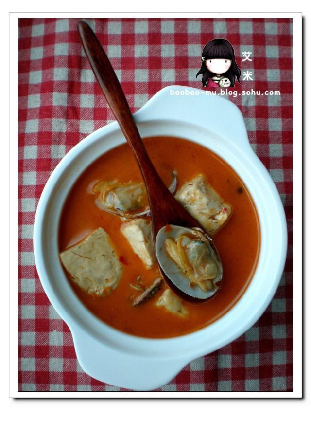 红汤花蛤豆腐的做法