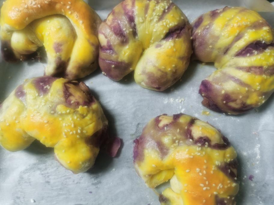 紫薯花环面包—超级软，不甜，健康