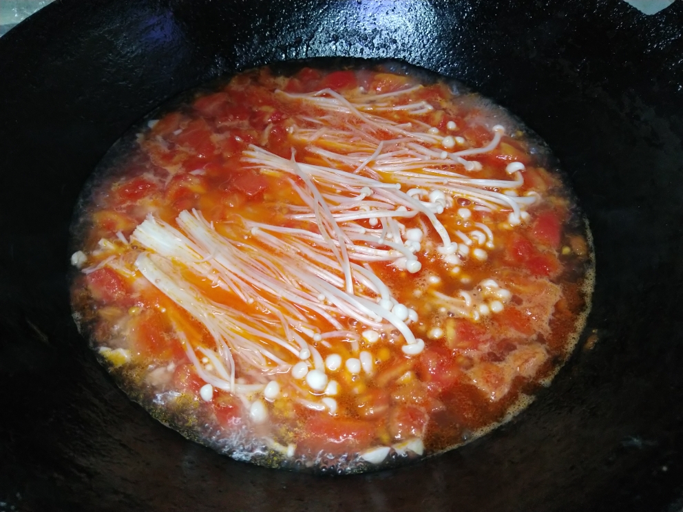夏日清爽菜——番茄鸡蛋金针菇的做法 步骤5