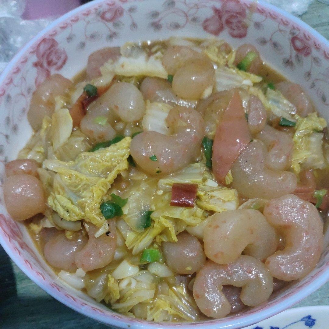 今日菜谱：番茄虾仁白菜