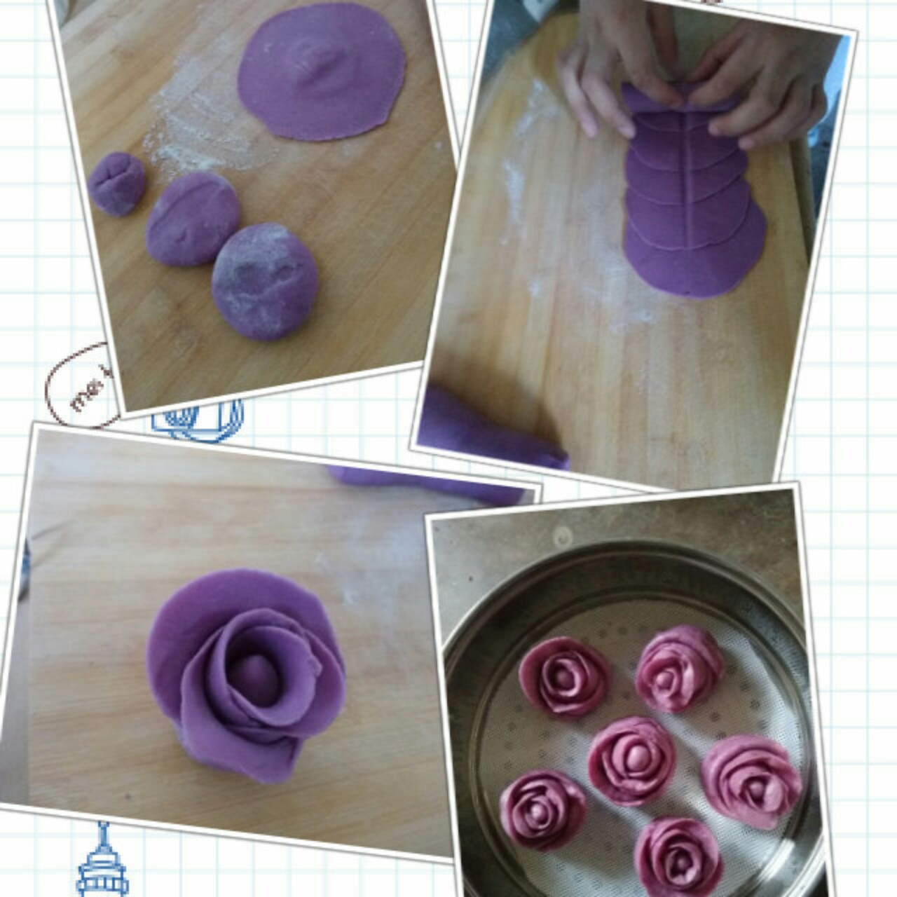 紫薯玫瑰馒头