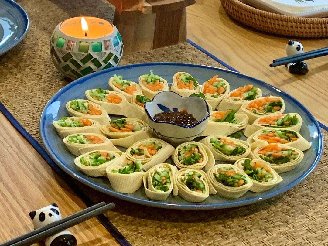 🔥花开富贵千张蔬菜卷‼️好看又好吃‼️