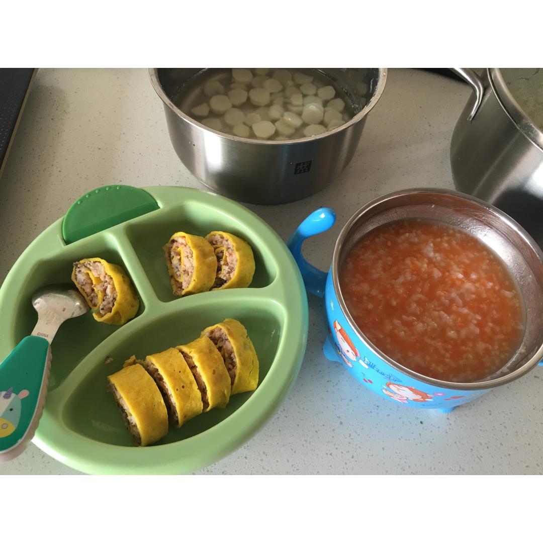 做的鲜虾鸡蛋卷宝宝辅食精华一岁以上宝宝