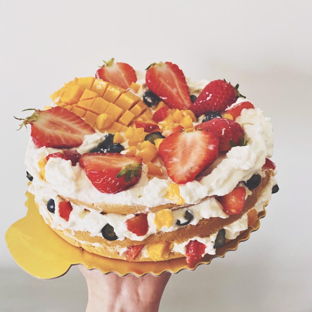 可可戚风水果裸蛋糕