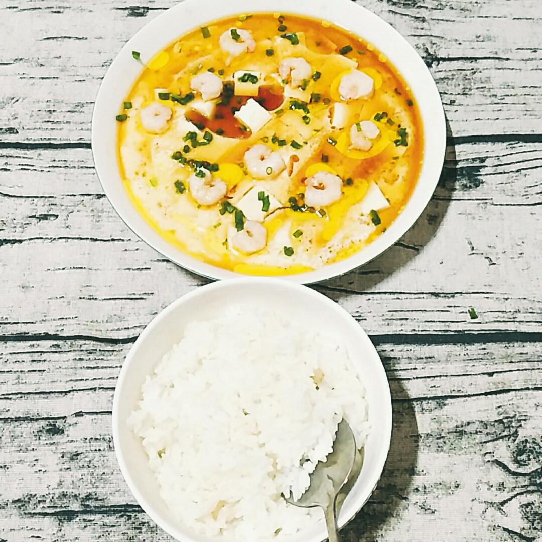 虾仁豆腐蒸水蛋
