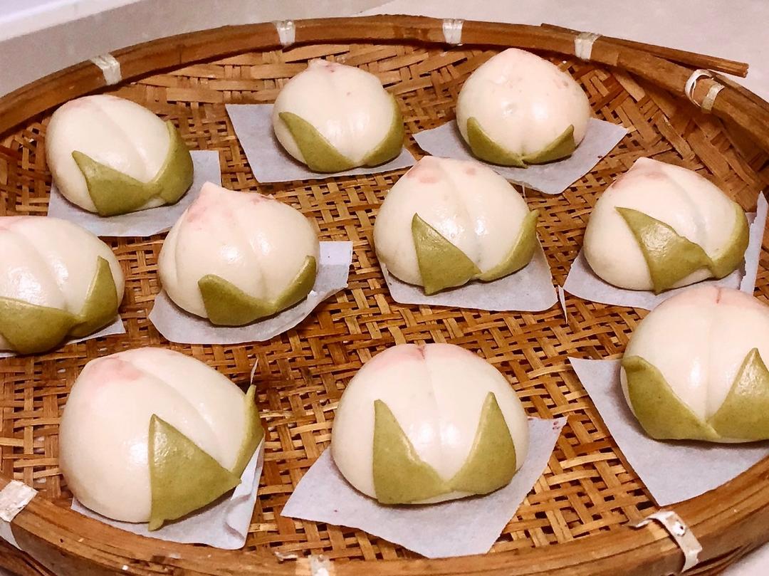 发酵面团-用一根筷子做寿桃包