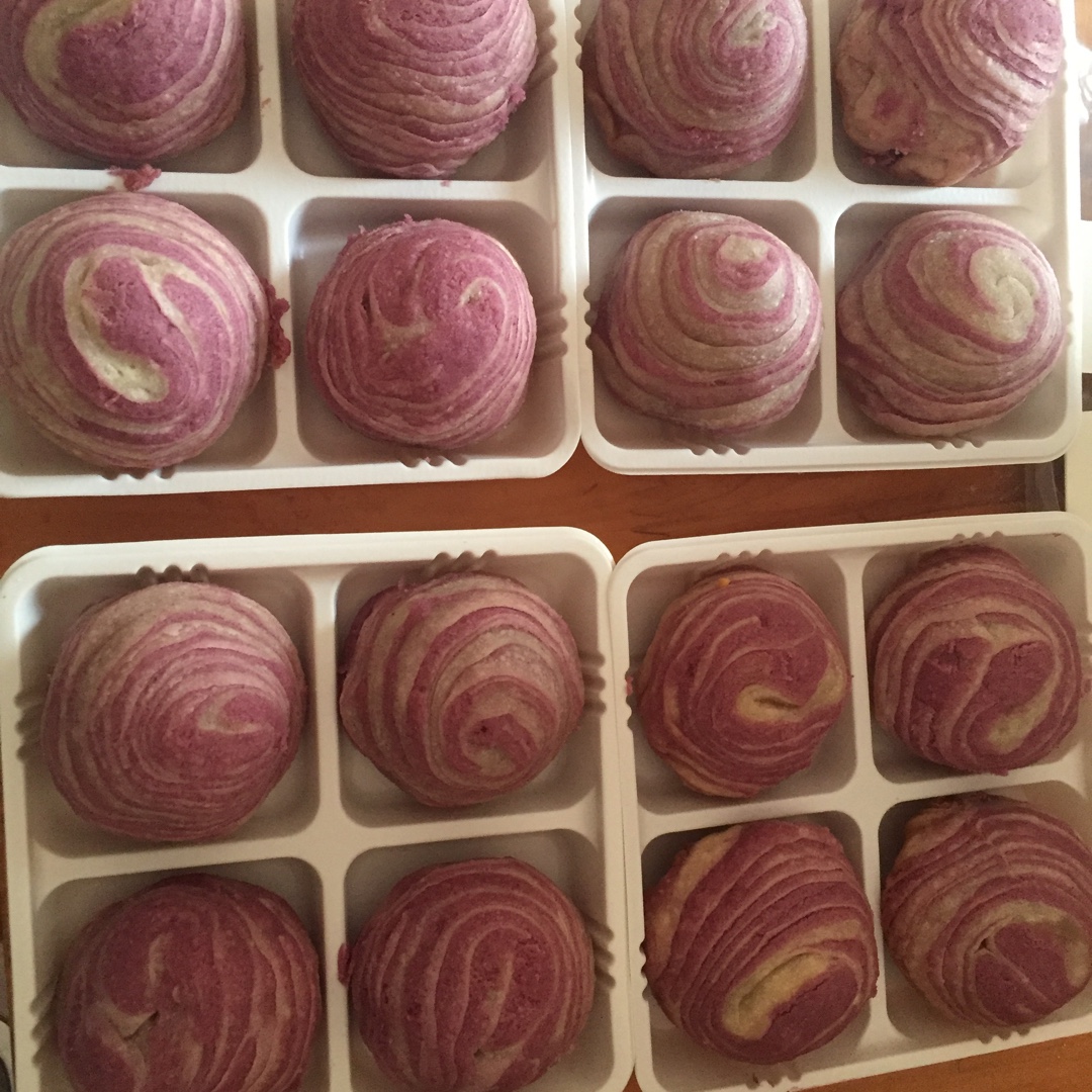 蛋黄酥~紫薯、抹茶、原味~花好月圆，中秋快乐~内附一次做六色蛋黄酥方法~