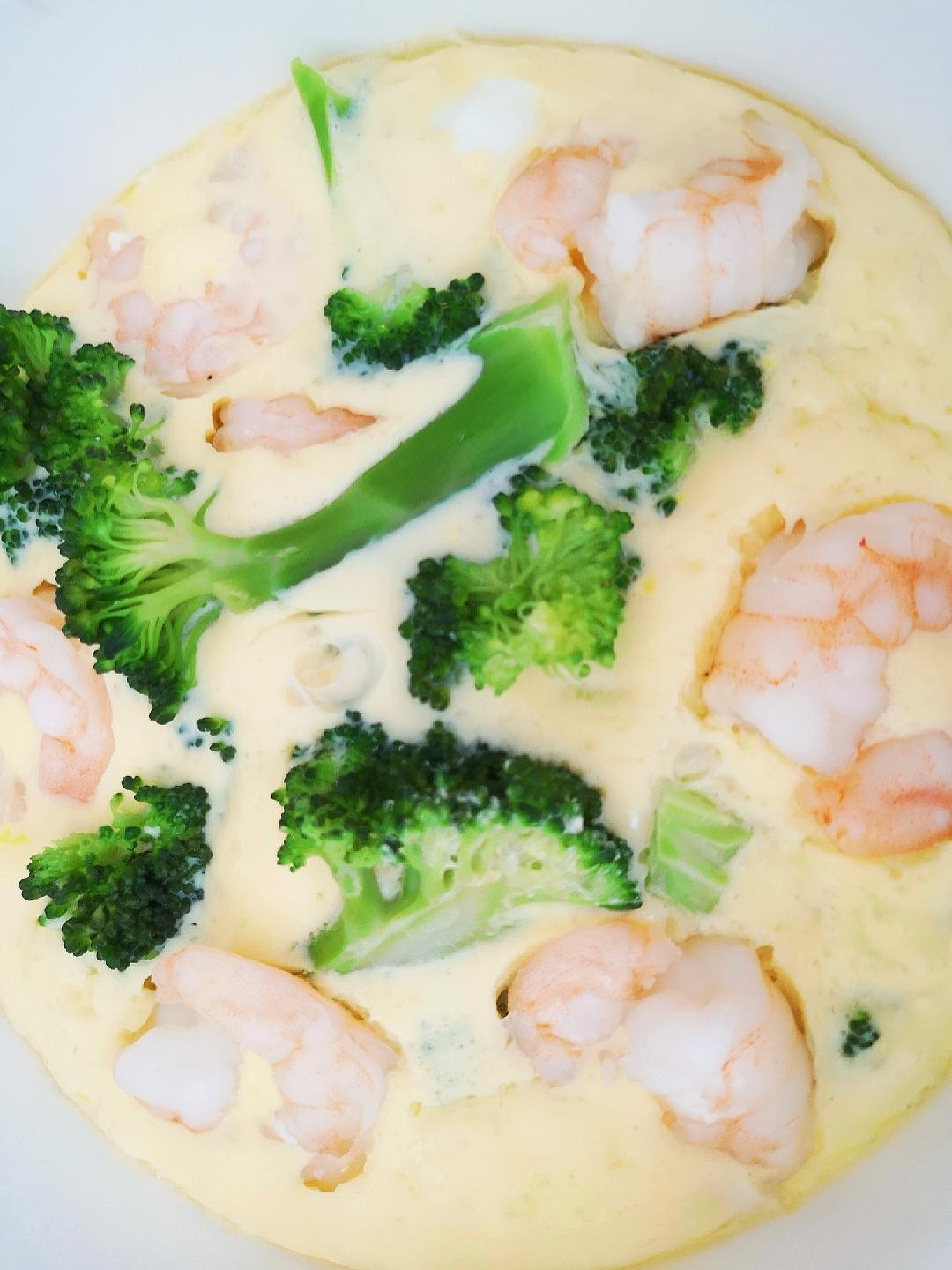 虾仁西兰花蒸蛋的做法