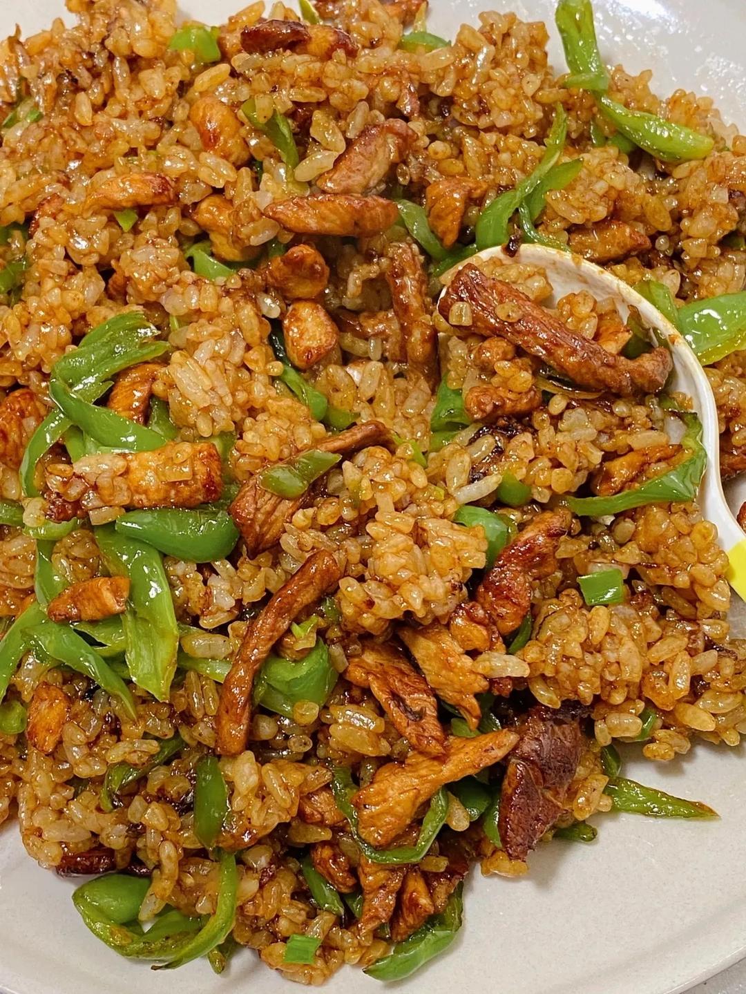 糖醋青椒肉丝炒饭（自记）
