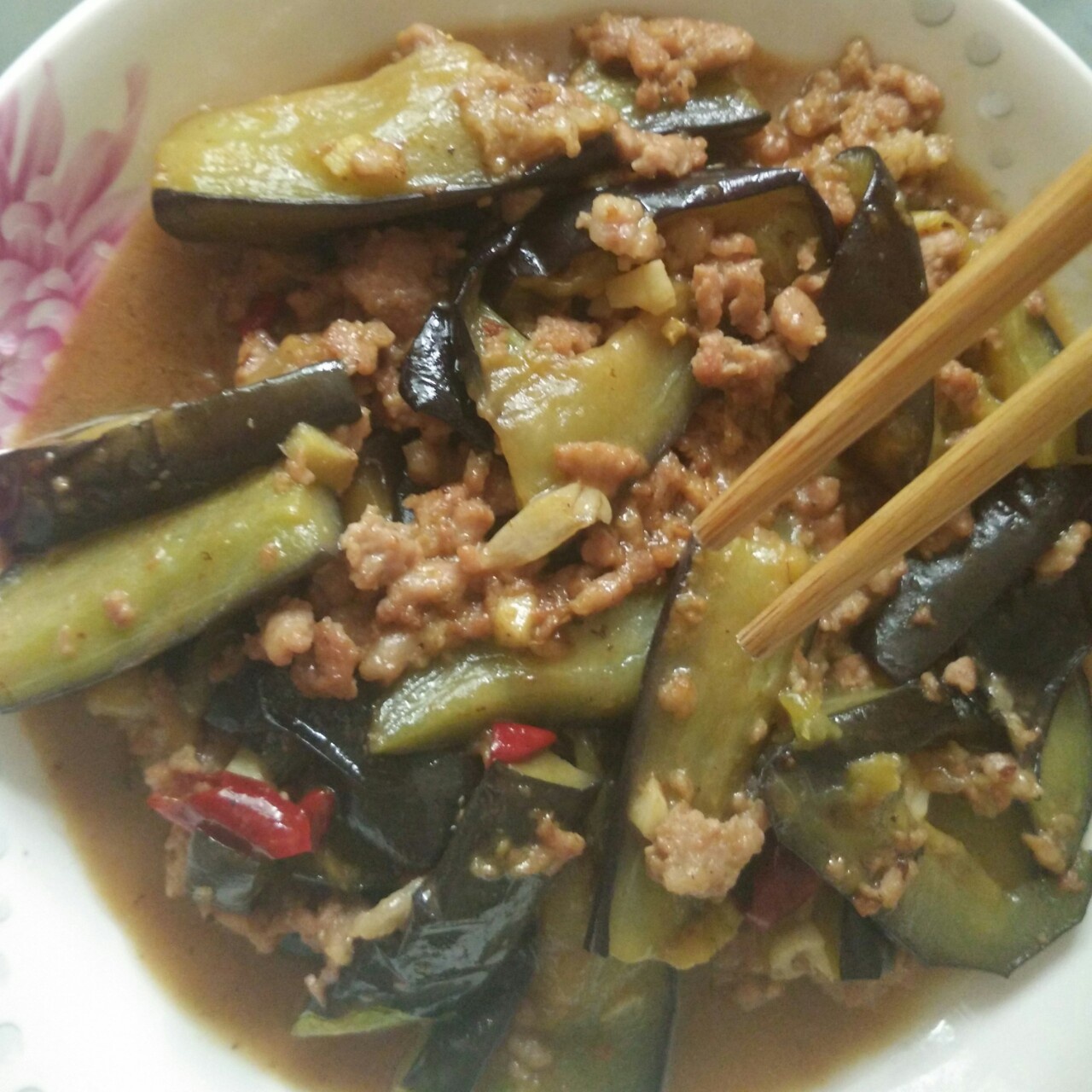 红烧肉沫茄子