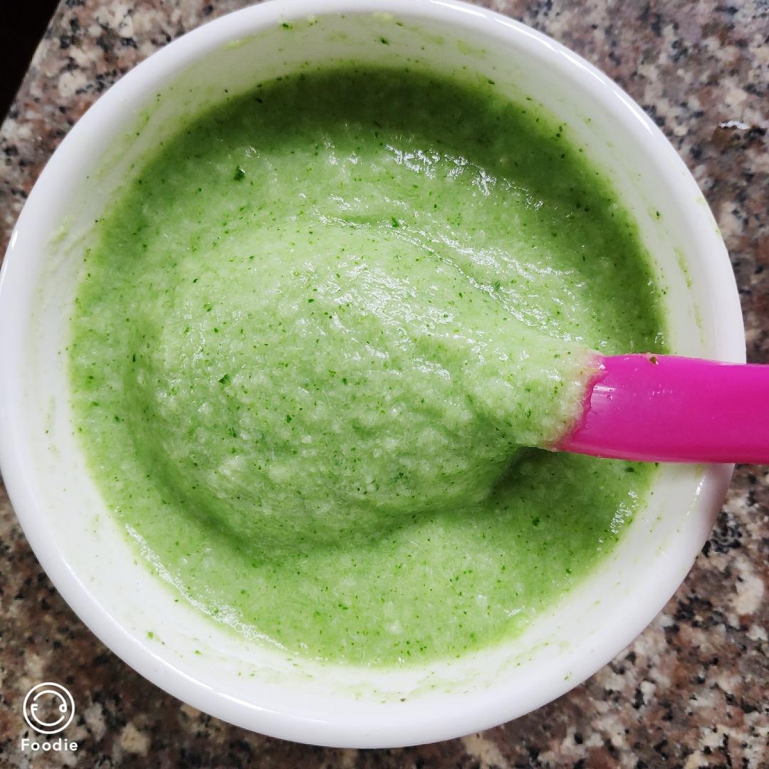 6个月宝宝辅食西兰花青菜肉泥米糊的做法