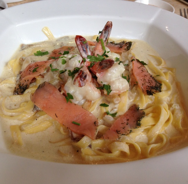 白酱三文鱼意面