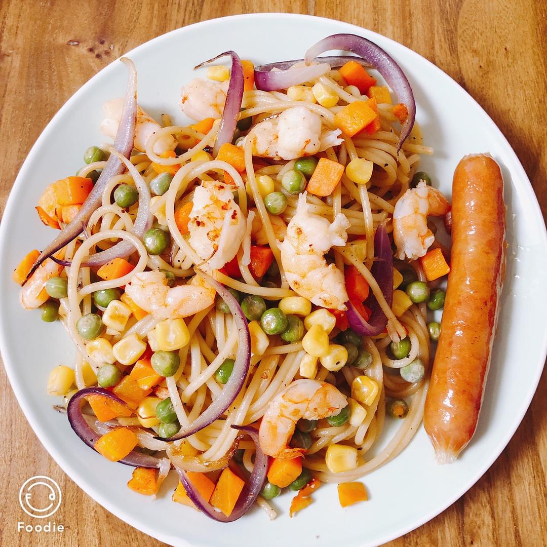 【山姆通心粉】虾仁时蔬炒意粉