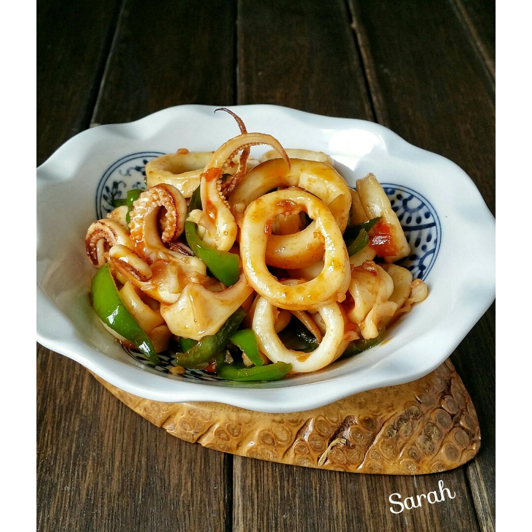 青椒辣炒透抽（魷魚）