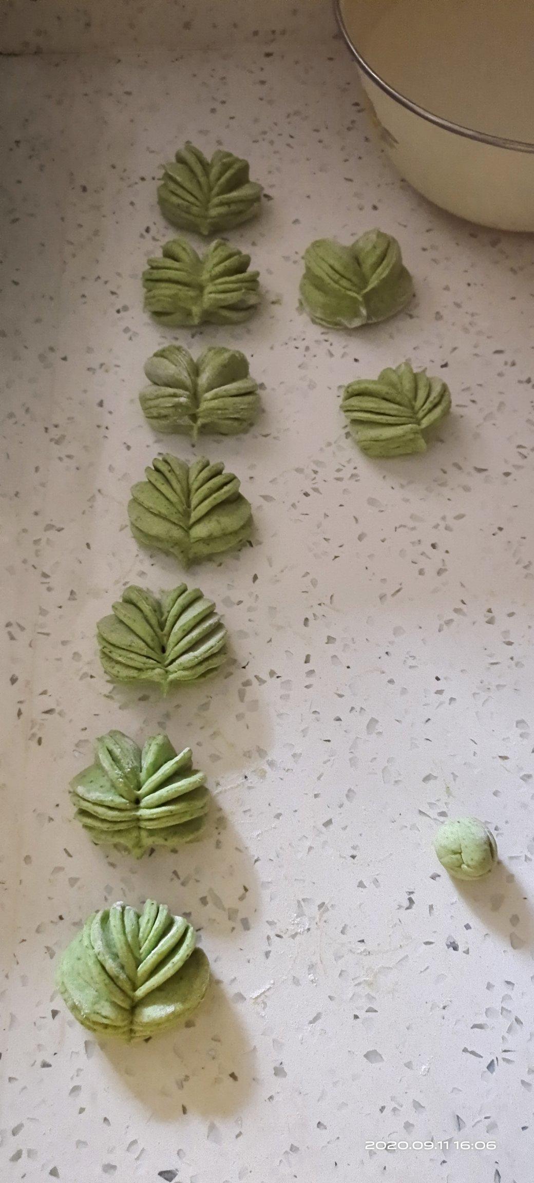 菠菜汁心形馒头 花卷（一次性发酵超治愈）