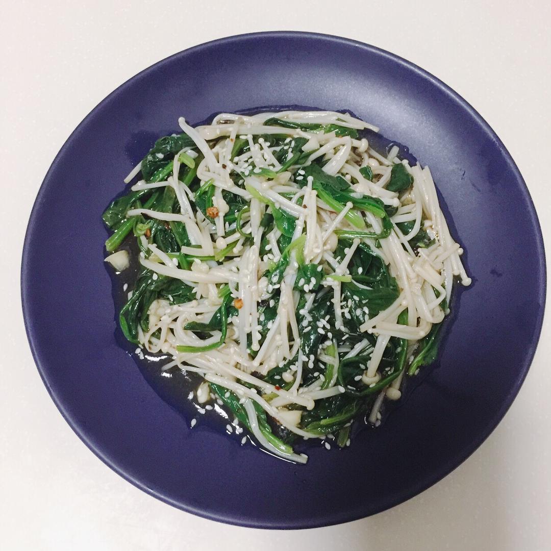 凉拌菠菜金针菇