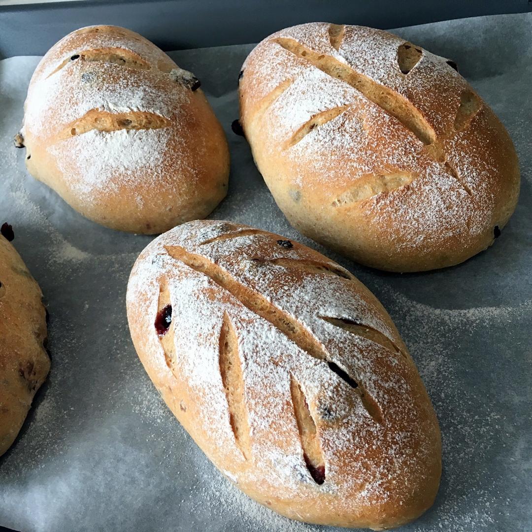 全麦蔓越莓软式欧包（免揉）