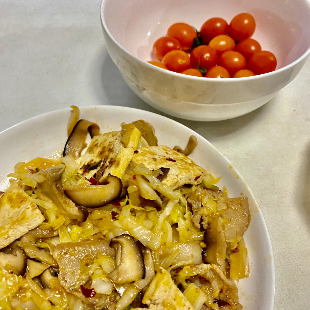 家常小炒白菜豆腐