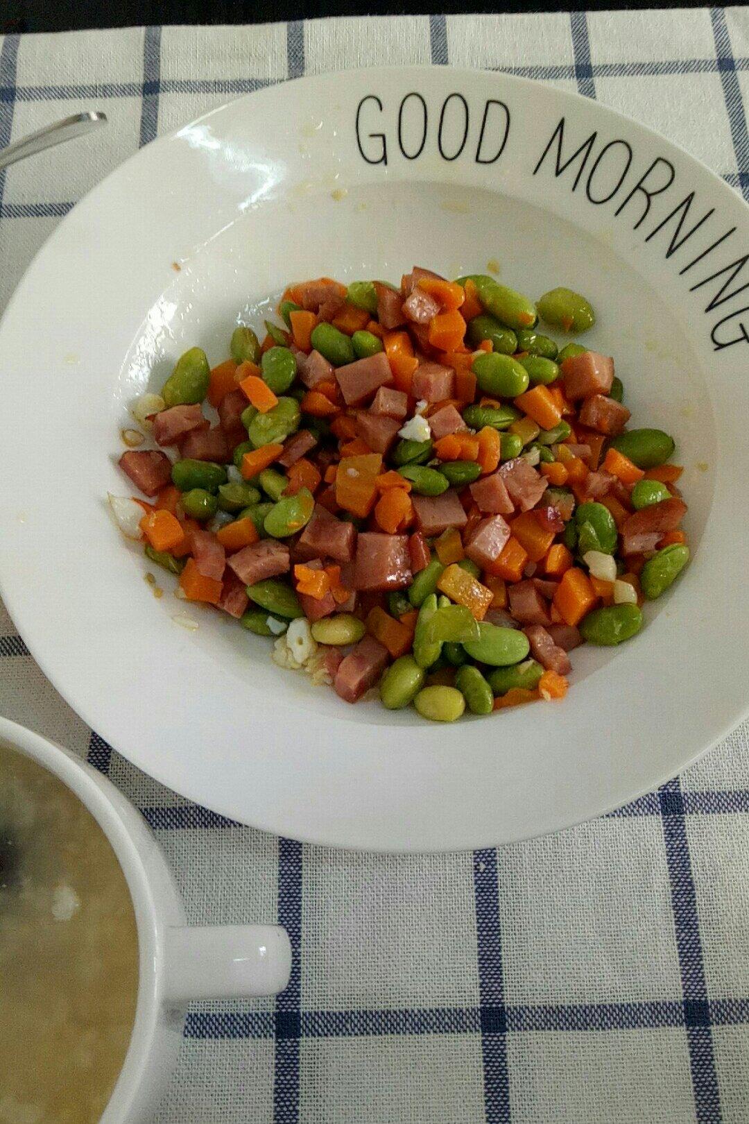 青豆萝卜炒火腿