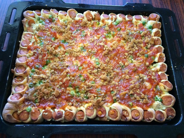 蘑菇火腿心花边比萨