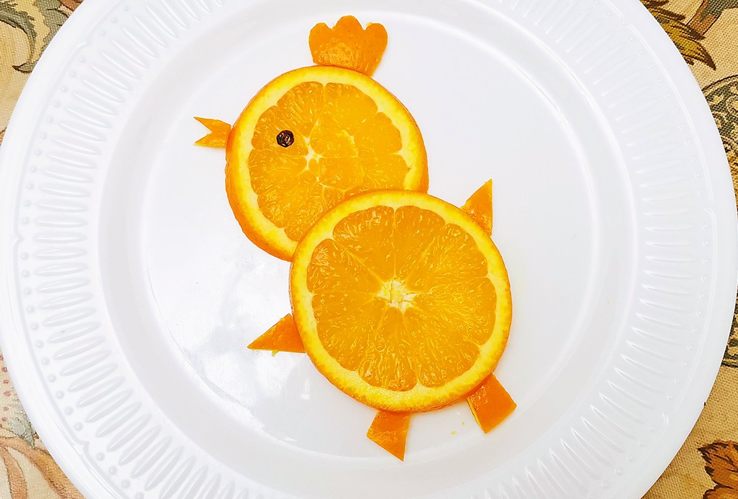 橙子水果拼盘（鹰猫虎狮象猪鸡）