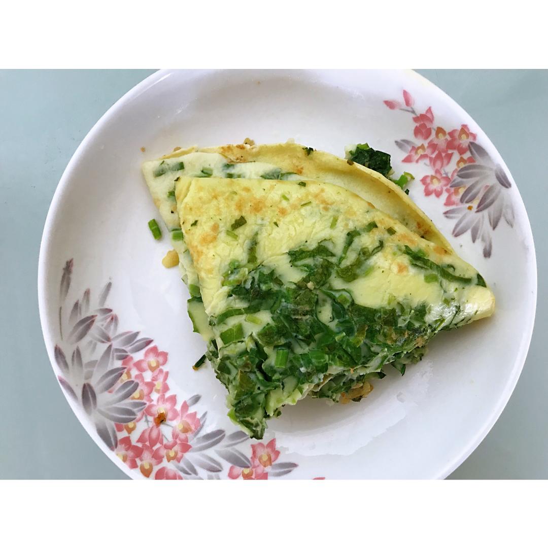 芹菜叶蛋饼