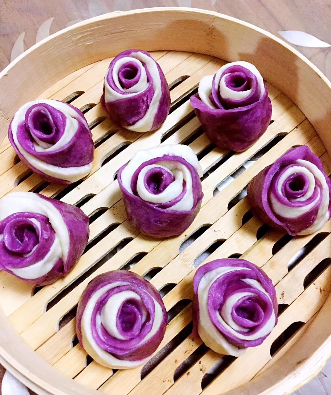 手机用户4859_x1bo做的紫薯玫瑰花馒头