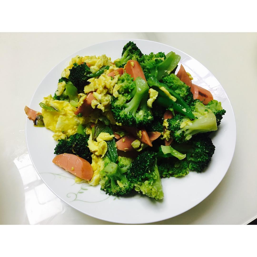 {☀快手晚餐☀}火腿肠滑蛋西兰花