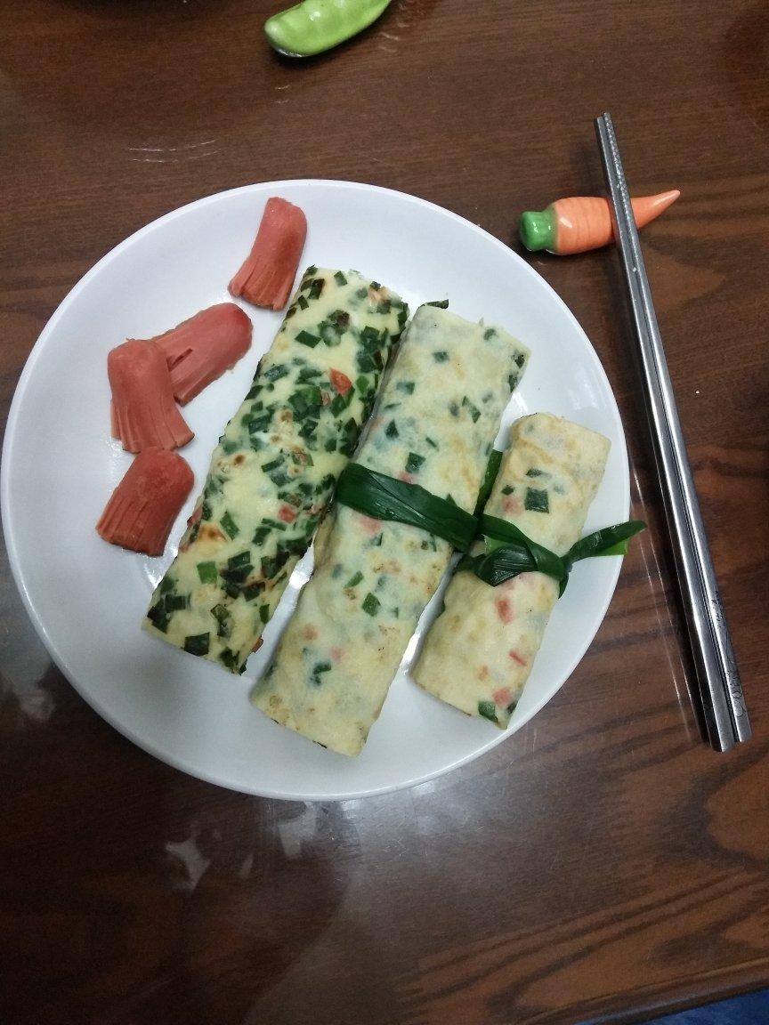 韭菜虾皮鸡蛋饼