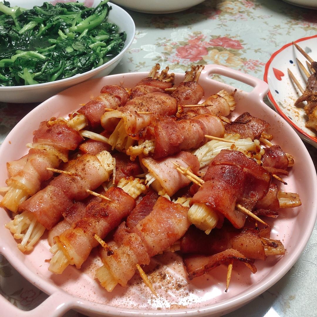 培根金针菇卷((简单烤箱版)